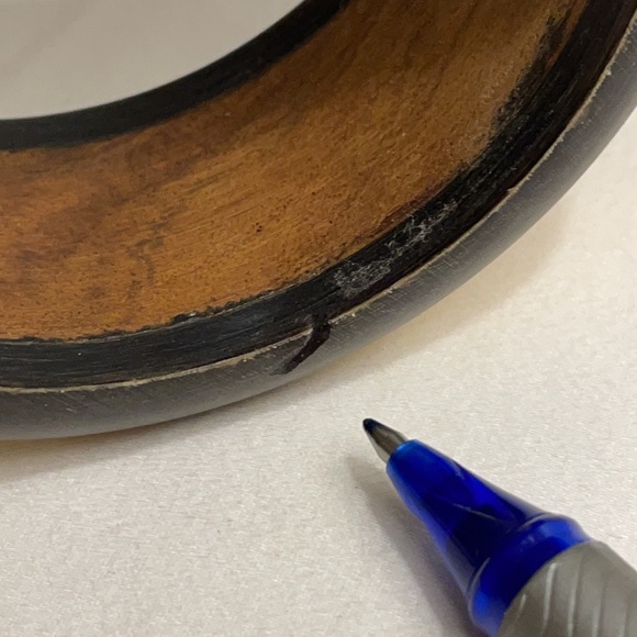 Vintage Wood With Bone Inlay Bangle Bracelet - Picture 5 of 11